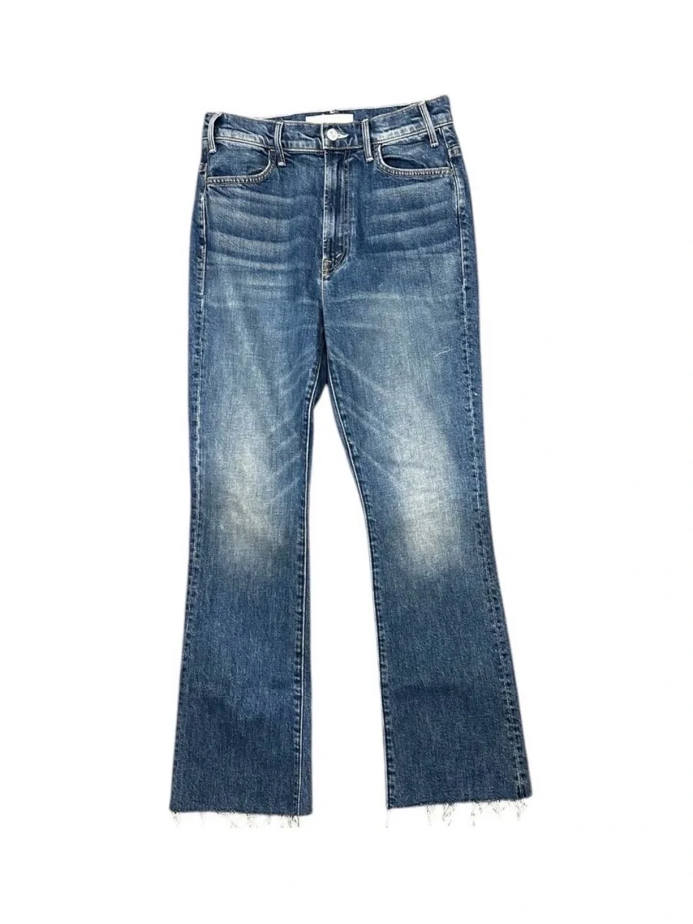 MOTHER Hustler Flood Fray Denim in ‘Beer Me’